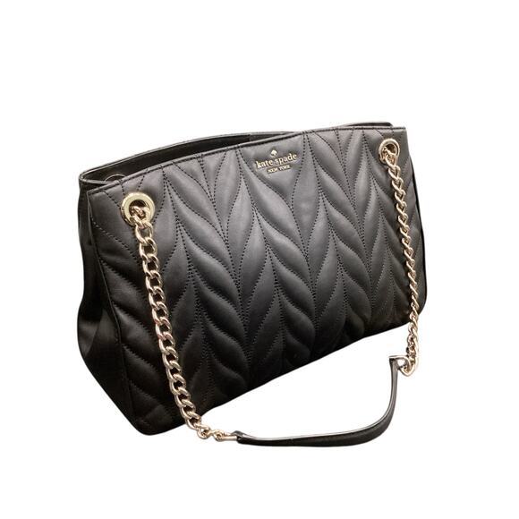 NWOT Kate Spade Purse “Meena Briar Lane”Quilted Leather Chain Handles Black - Picture 2 of 11